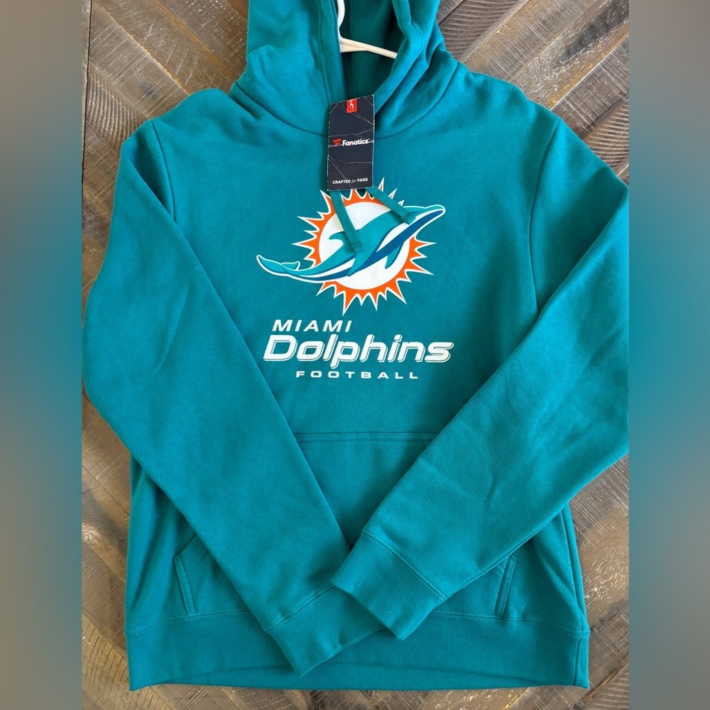Fanatics NFL Pro Line Miami Dolphins Hoodie Teal Drawstring Men's Size M